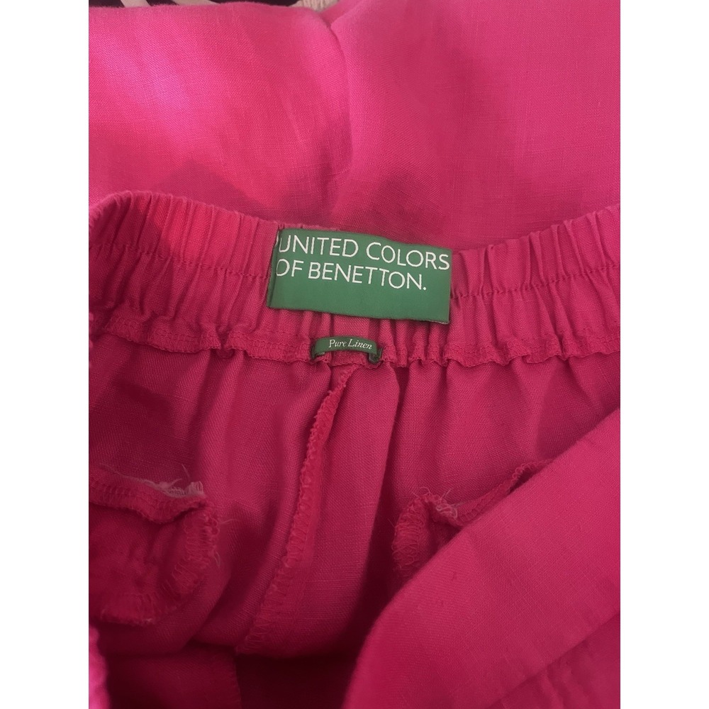 United Colors of Benetton Linen Pants M Pink Pull On Tapered - Picture 7 of 8